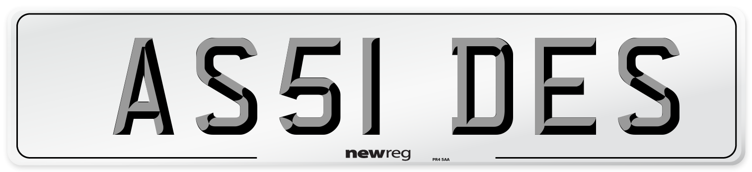 AS51 DES Number Plate from New Reg